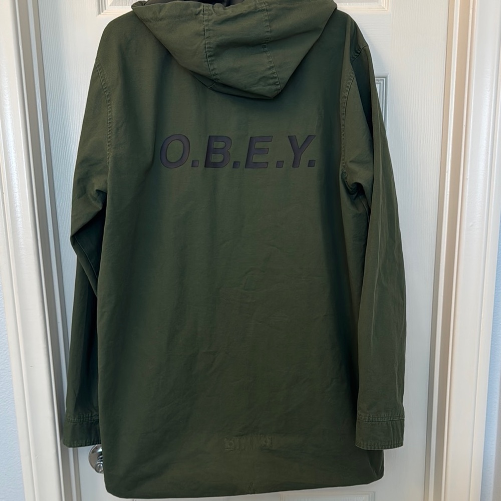 OBEY slugger optional fishtail Men's Green Hooded Jacket - Picture 6 of 15